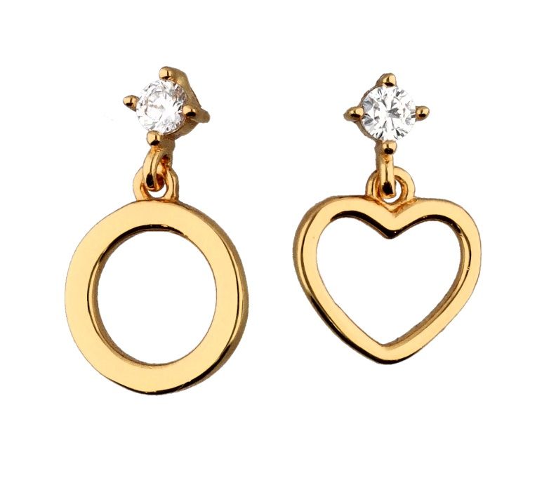 Silver Earrings Gold Plated Heart