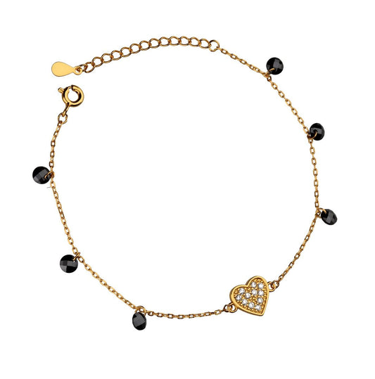 Silver Bracelet Golden Heart