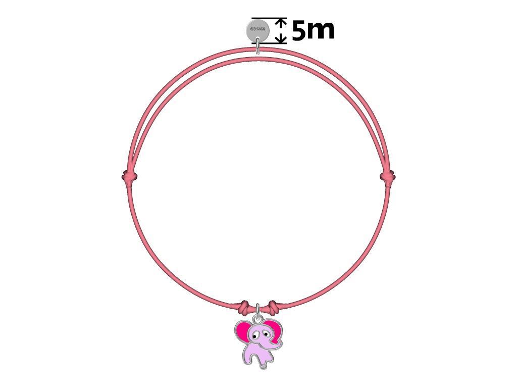 Silver Bracelet Pink Kids Elephant