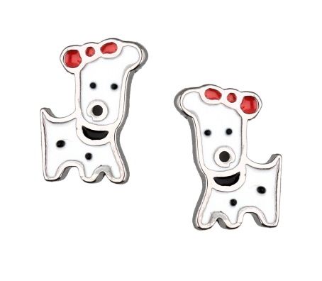 Silver Earrings Dog Kids