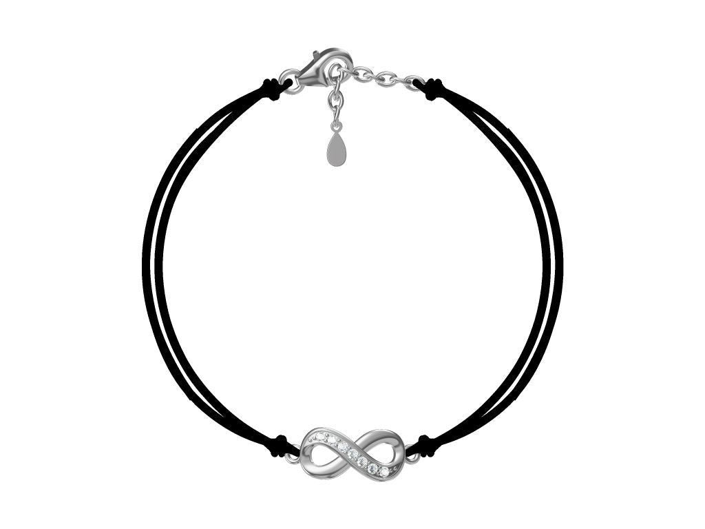 Silver Bracelet Infinity Black
