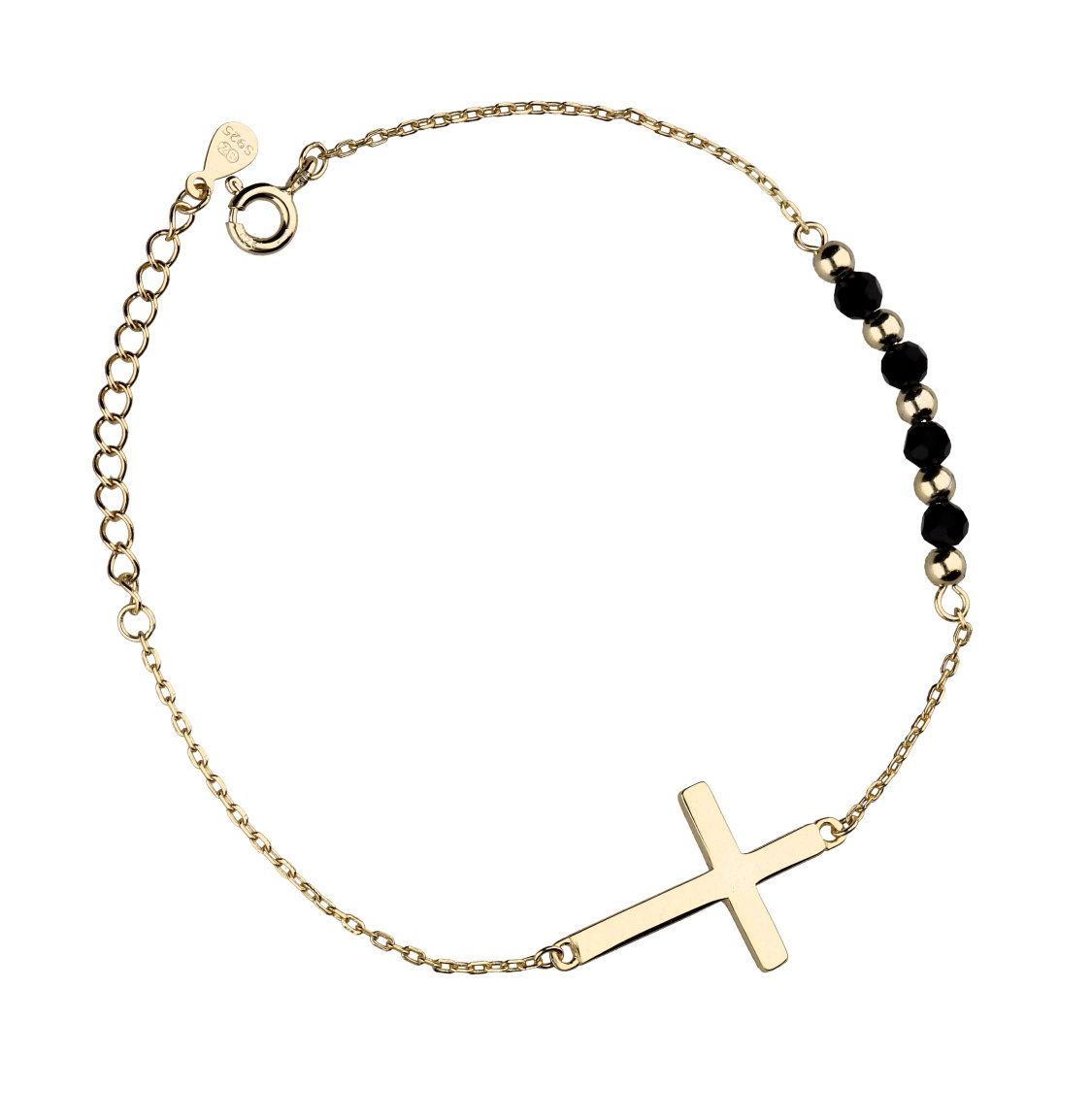 Silver Bracelet Gold Cross