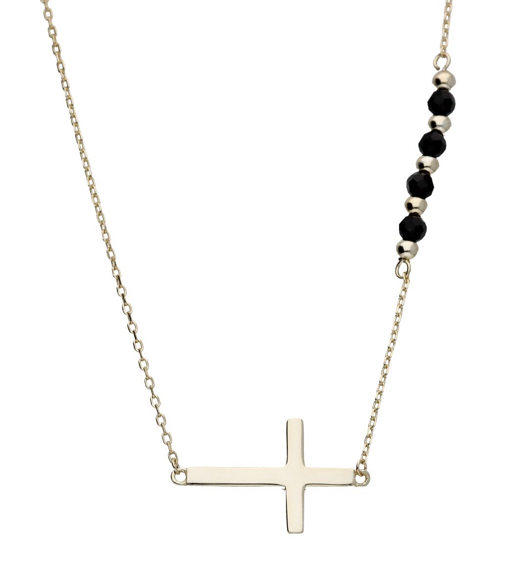 Silver Necklace Gold Cross