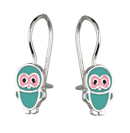 Silver Earrings Kids Owl