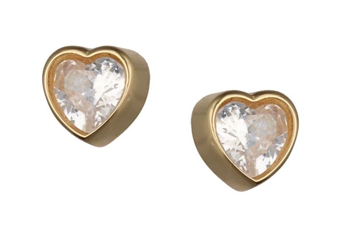 Silver Earrings Gold Plated Heart