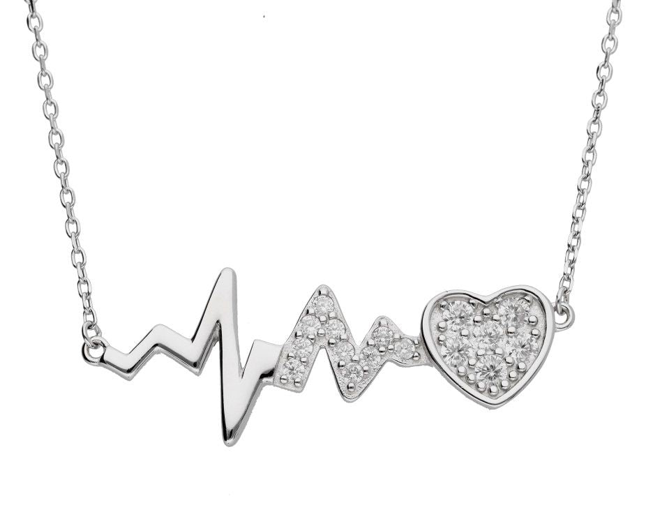 Silver Necklace Heartbeat