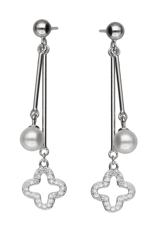 Silver Earrings Ce2422 Pearl Chain