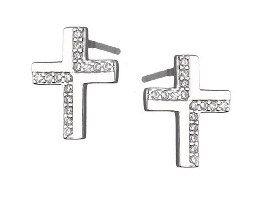 Silver Earrings Cross