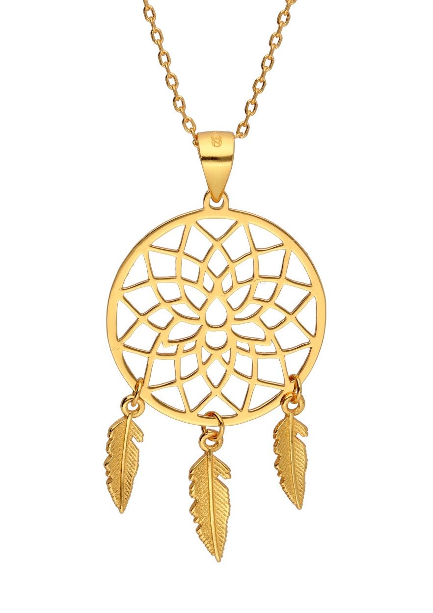 Silver Necklace Gold Plated Dream Catcher 55+5 cm