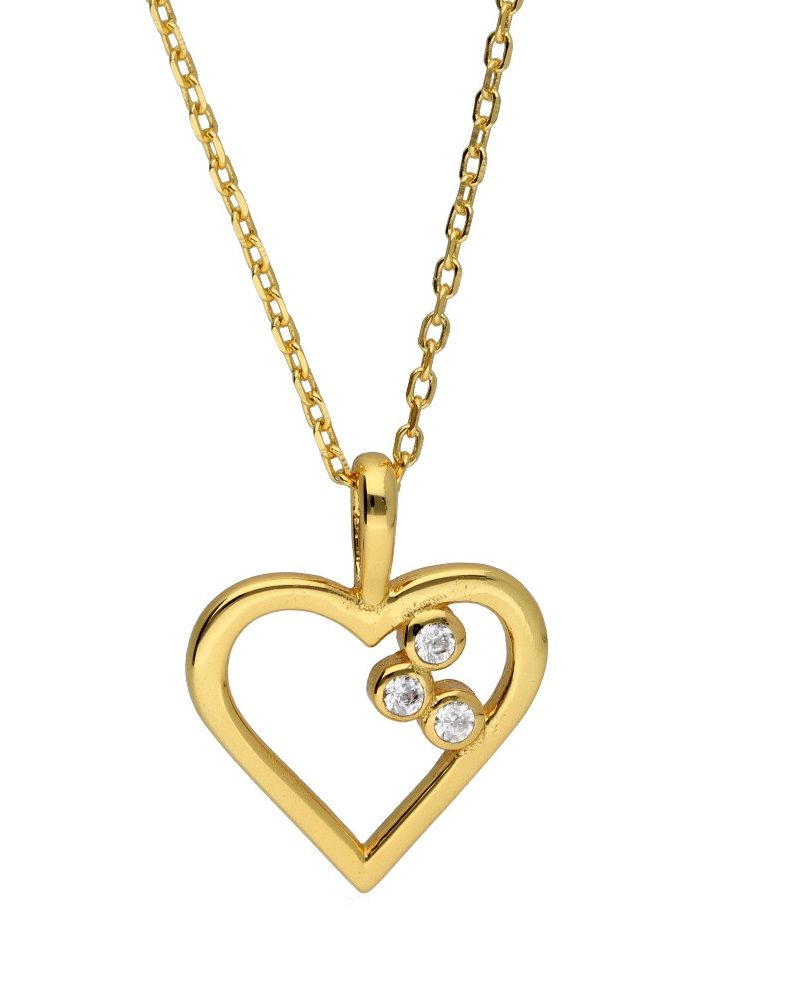 Silver Necklace Golden Heart