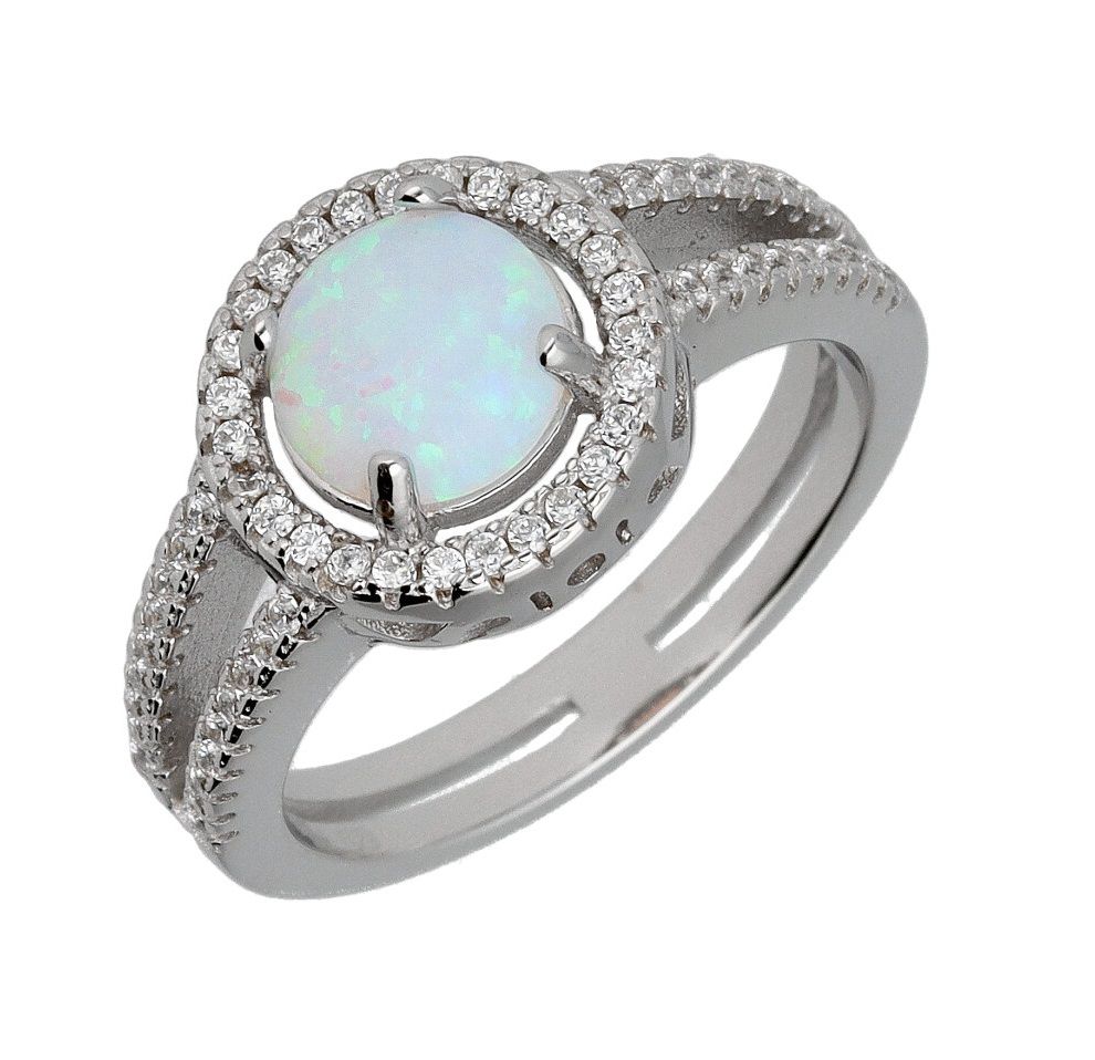 Silver Ring Op16 Opal White Us Size #5 #6 #7 #8 #9