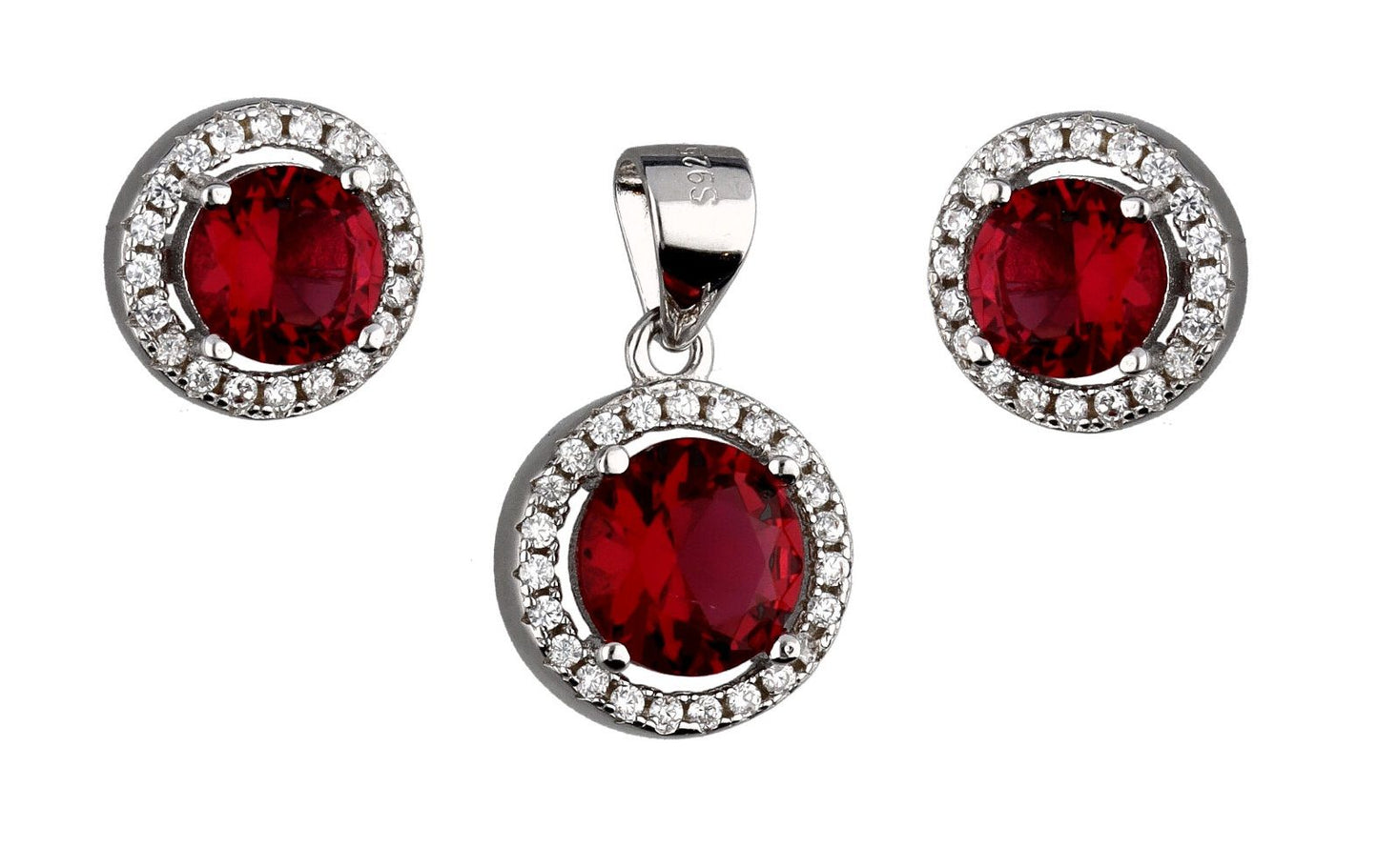 Silver Jewelry Set Ruby