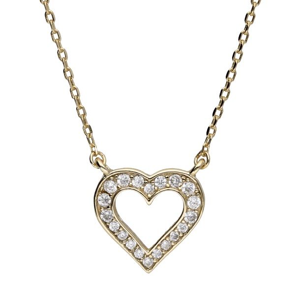 Silver Necklace Gold Plated Heart