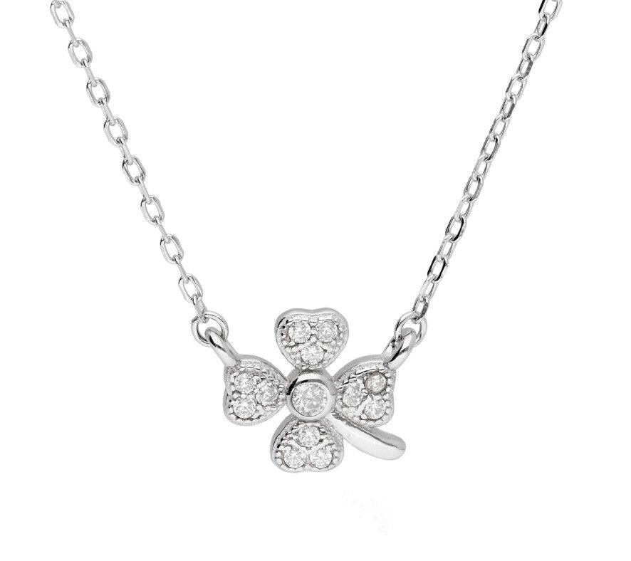 Silver Necklace Clover