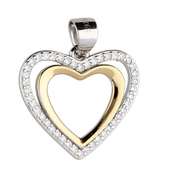 Silver Pendant Dp541 Rhodium&Gold Heart