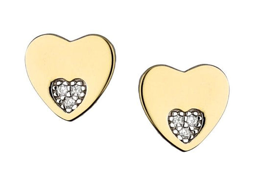 Silver Earrings Ae4482 Rhodium&Gold Heart