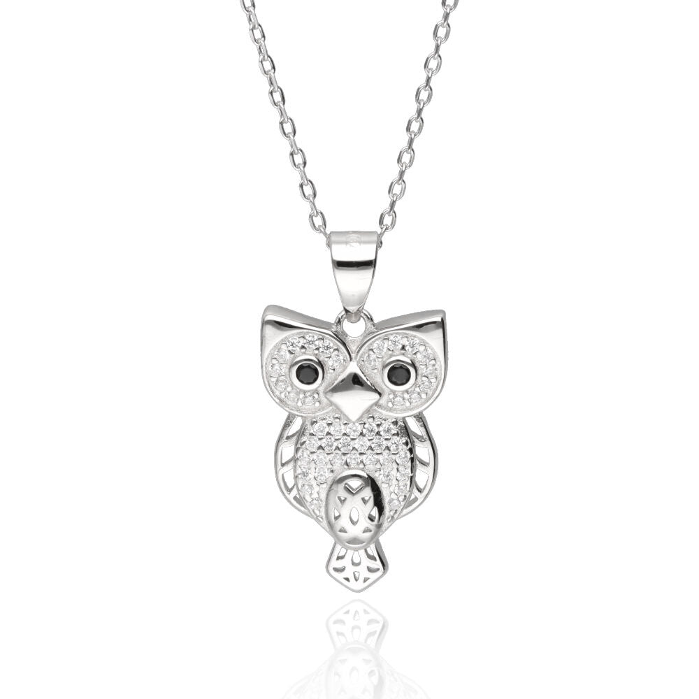 Silver Necklace Owl