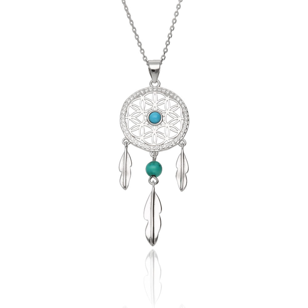 Silver Necklace Dream Catcher