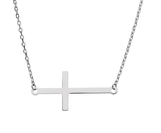 Silver Necklace Large Cross