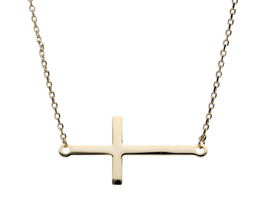 Silver Necklace Large Gold Cross