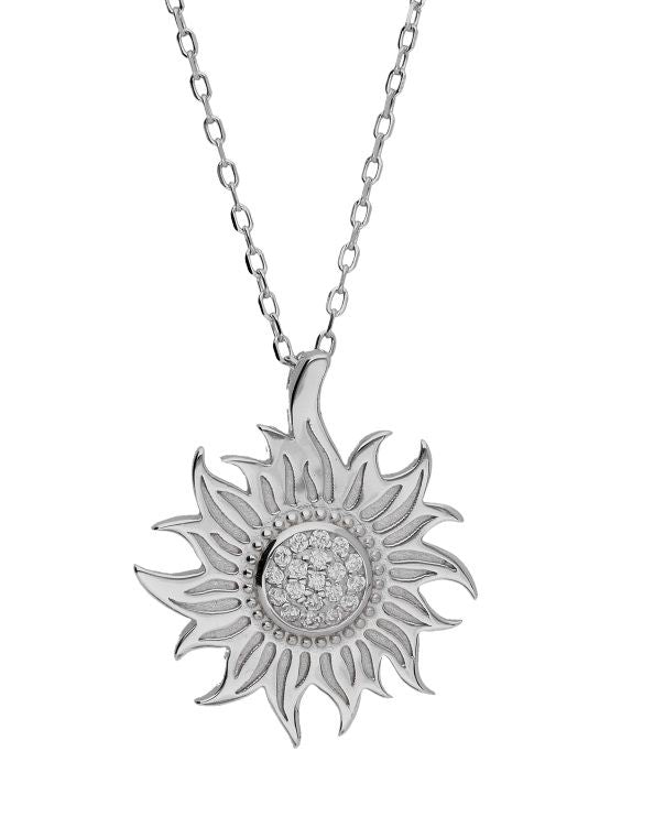 Silver Necklace Sun