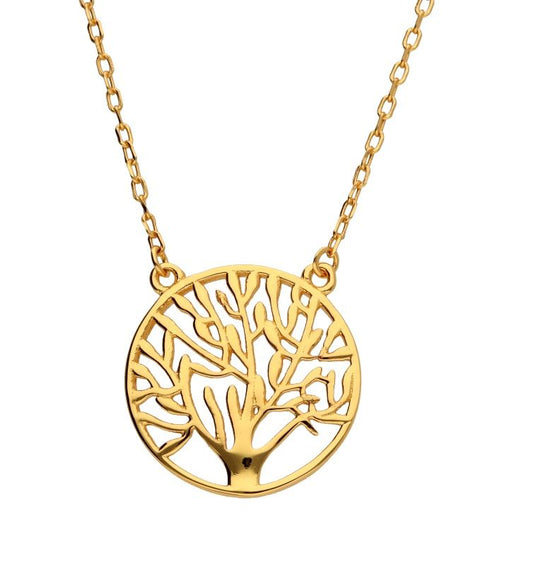 Silver Necklace Gold Plated Tree