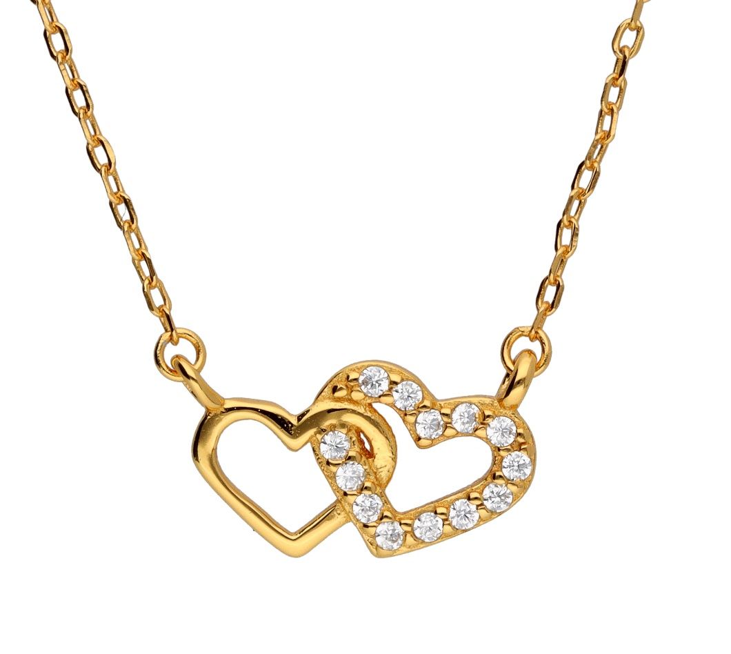 Silver Necklace Gold Plated Heart