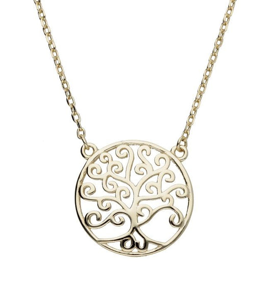 Silver Necklace Gold Plated Tree