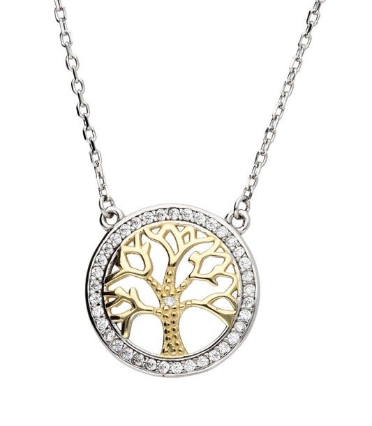 Silver Necklace Rhodium&Gold Plated Tree