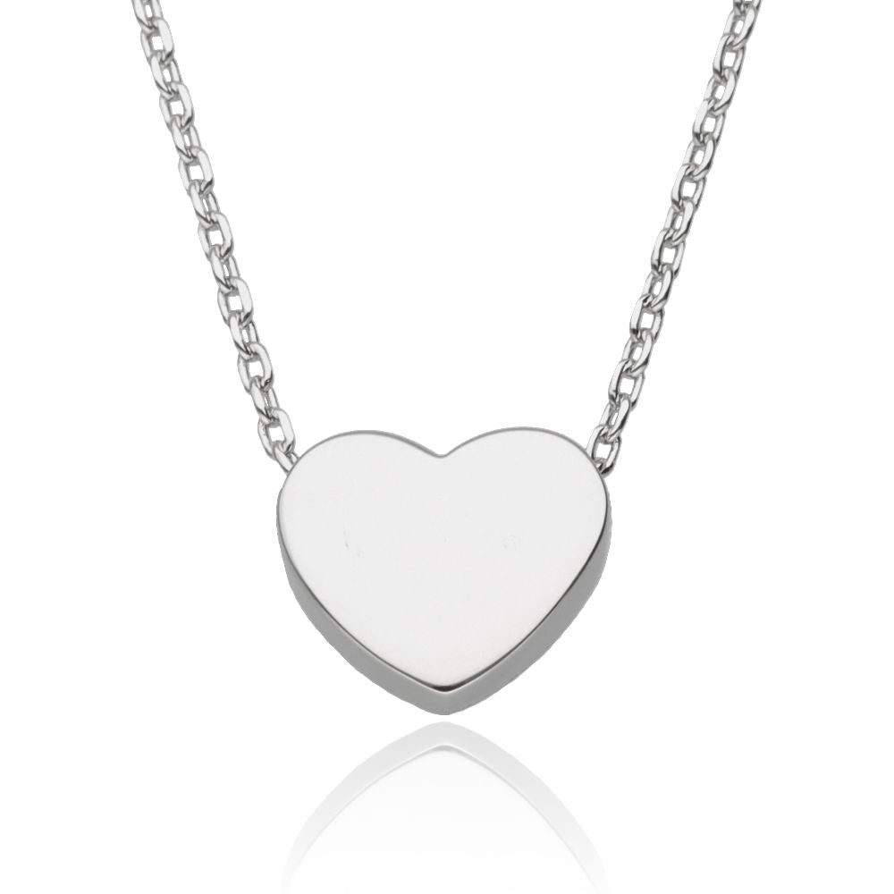 Silver Necklace Length 43+3cm Rhodium Heart