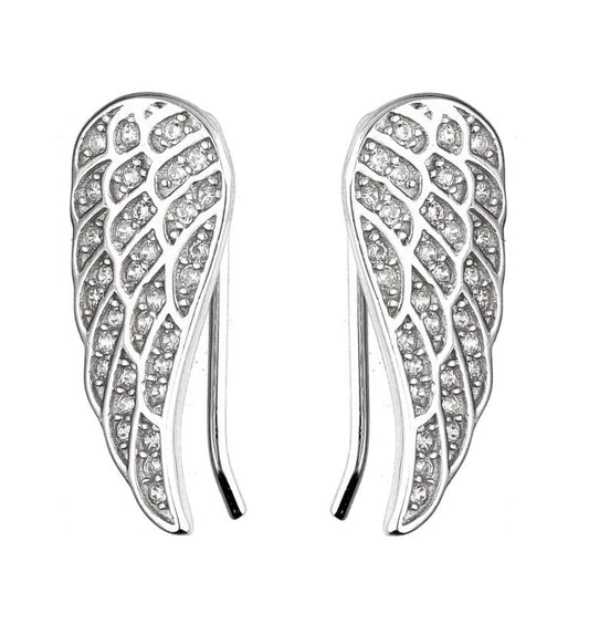 Silver Earrings Lqe9755 Ce2408 Wings Ear Cup