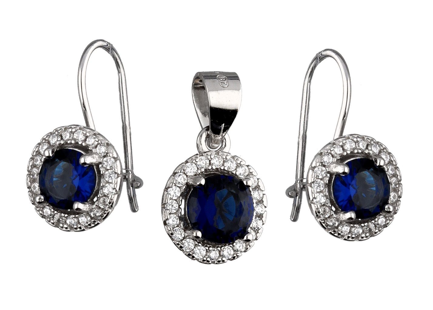 Silver Jewelry Set Sapphire