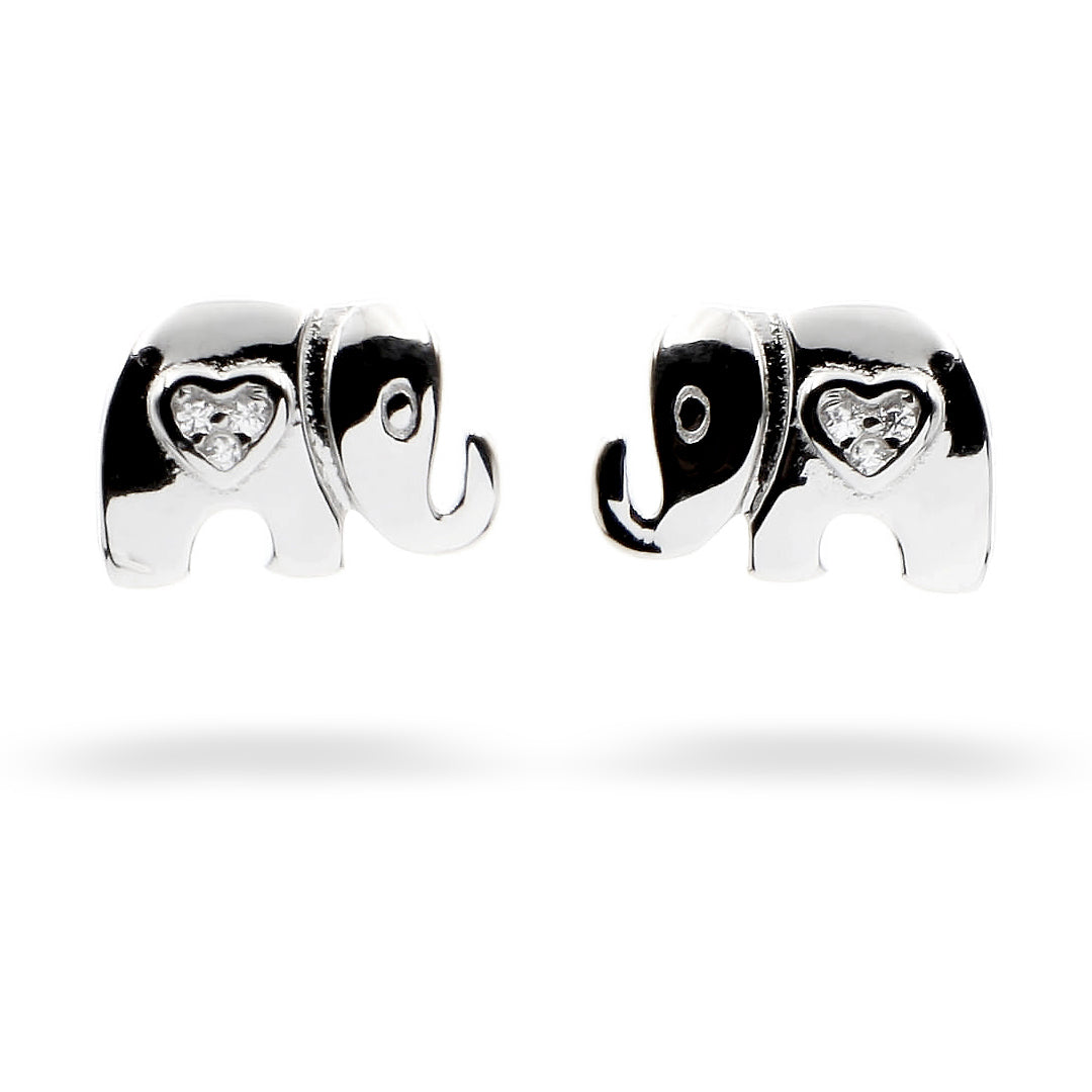 Silver Earrings Kids Elephant