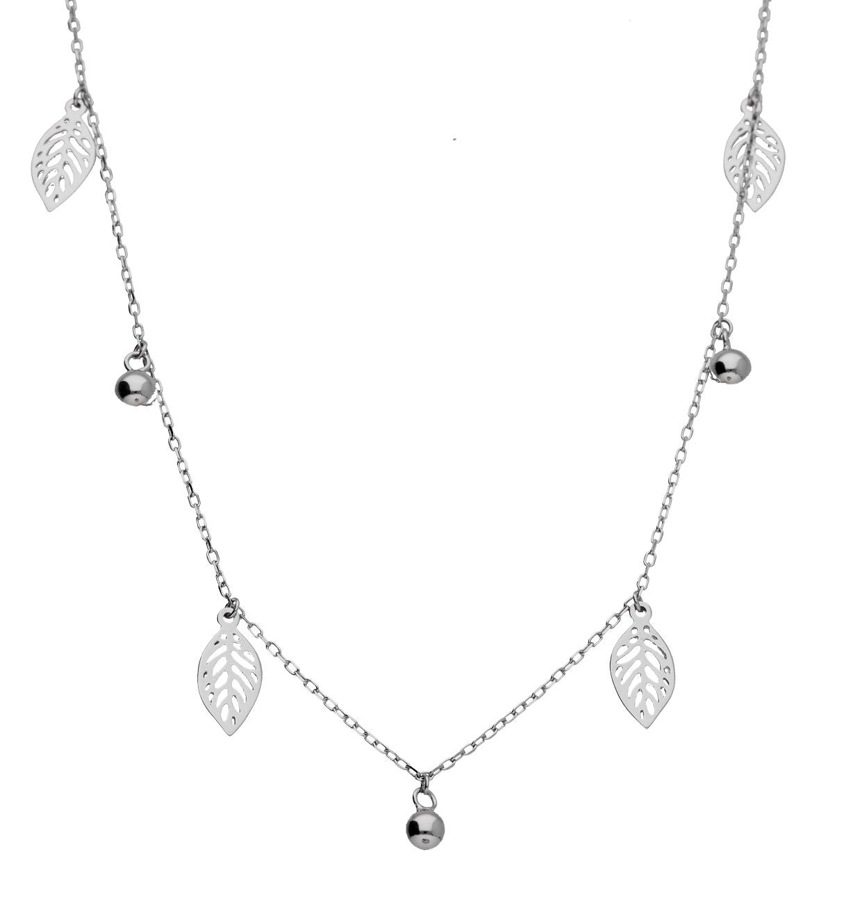 Silver Necklace Leaf Choker