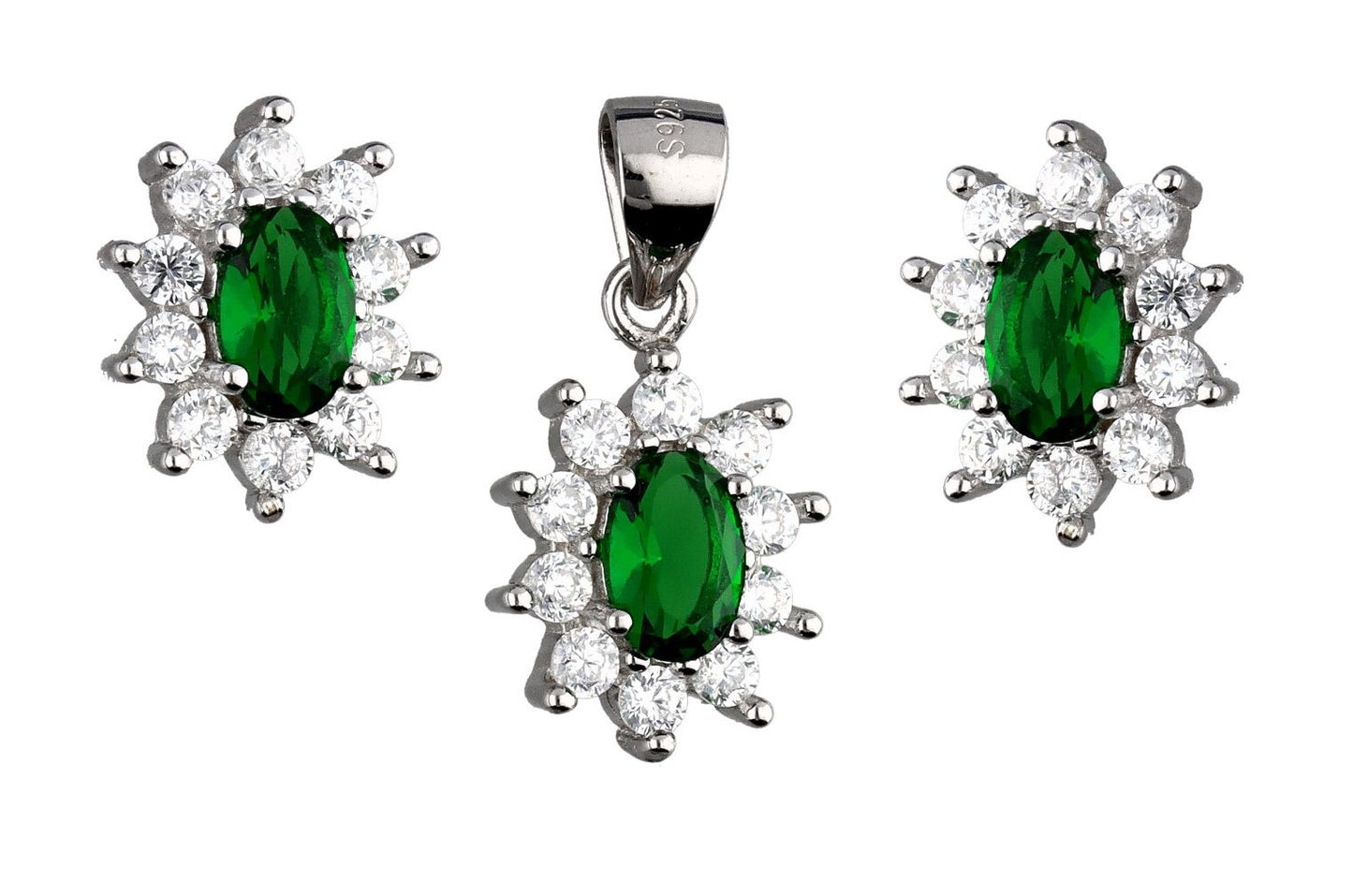 Silver Jewelry Set Emerald