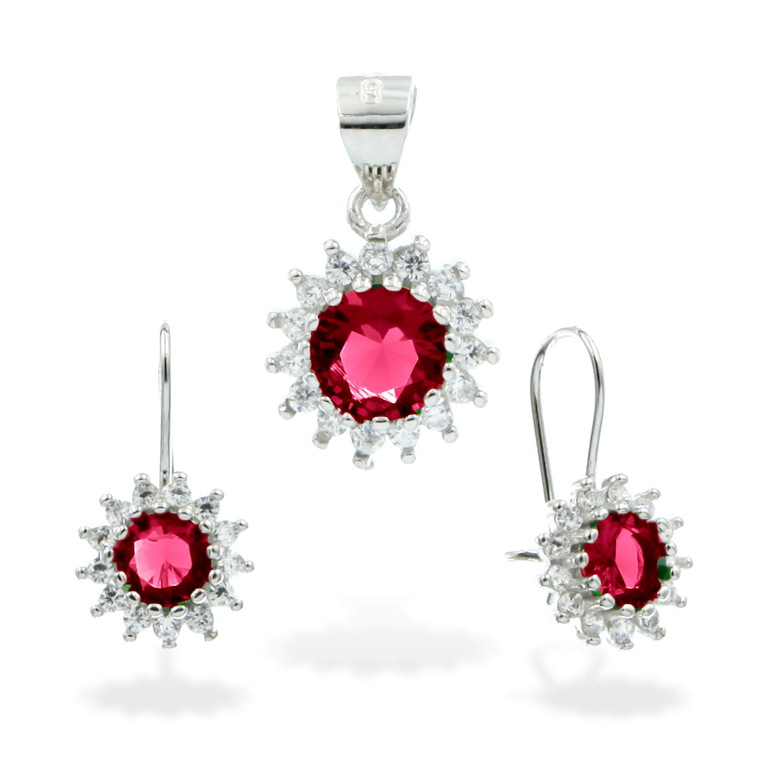 Silver Jewelry Set  Lqs1643 Ruby