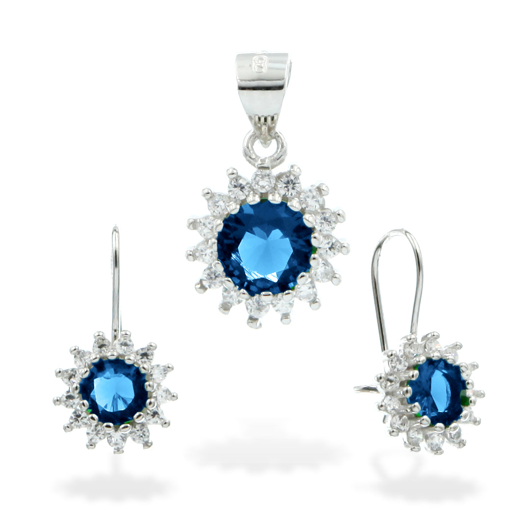 Silver Jewelry Set Lqs1643 Sapphire