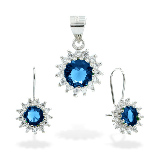 Silver Jewelry Set Lqs1643 Sapphire