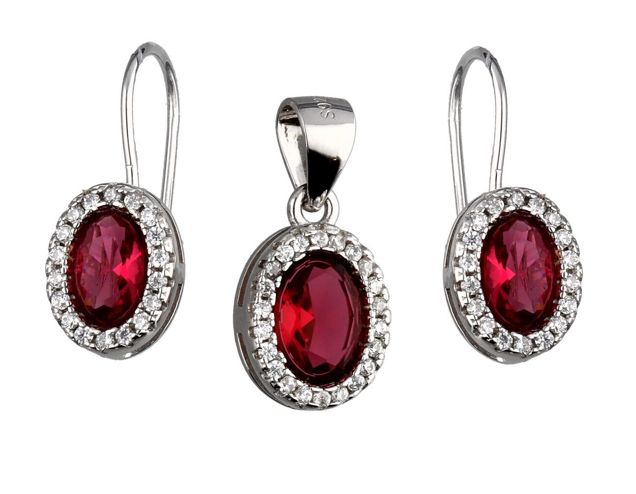 Silver Jewelry Set Lqs1649 As757 Ruby