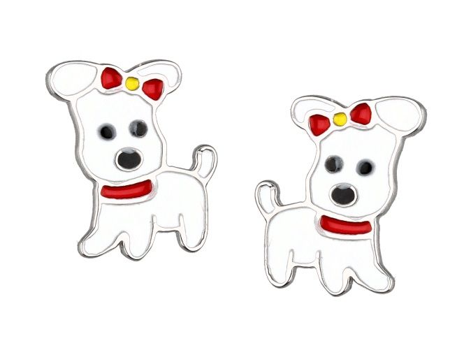 Silver Earrings Dog Kids