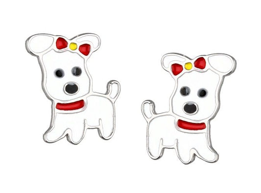 Silver Earrings Dog Kids