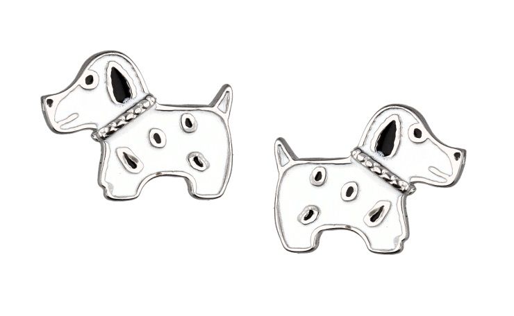 Silver Earrings Dog Kids