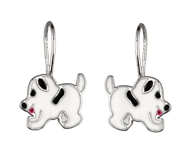 Silver Earrings Dog Kids