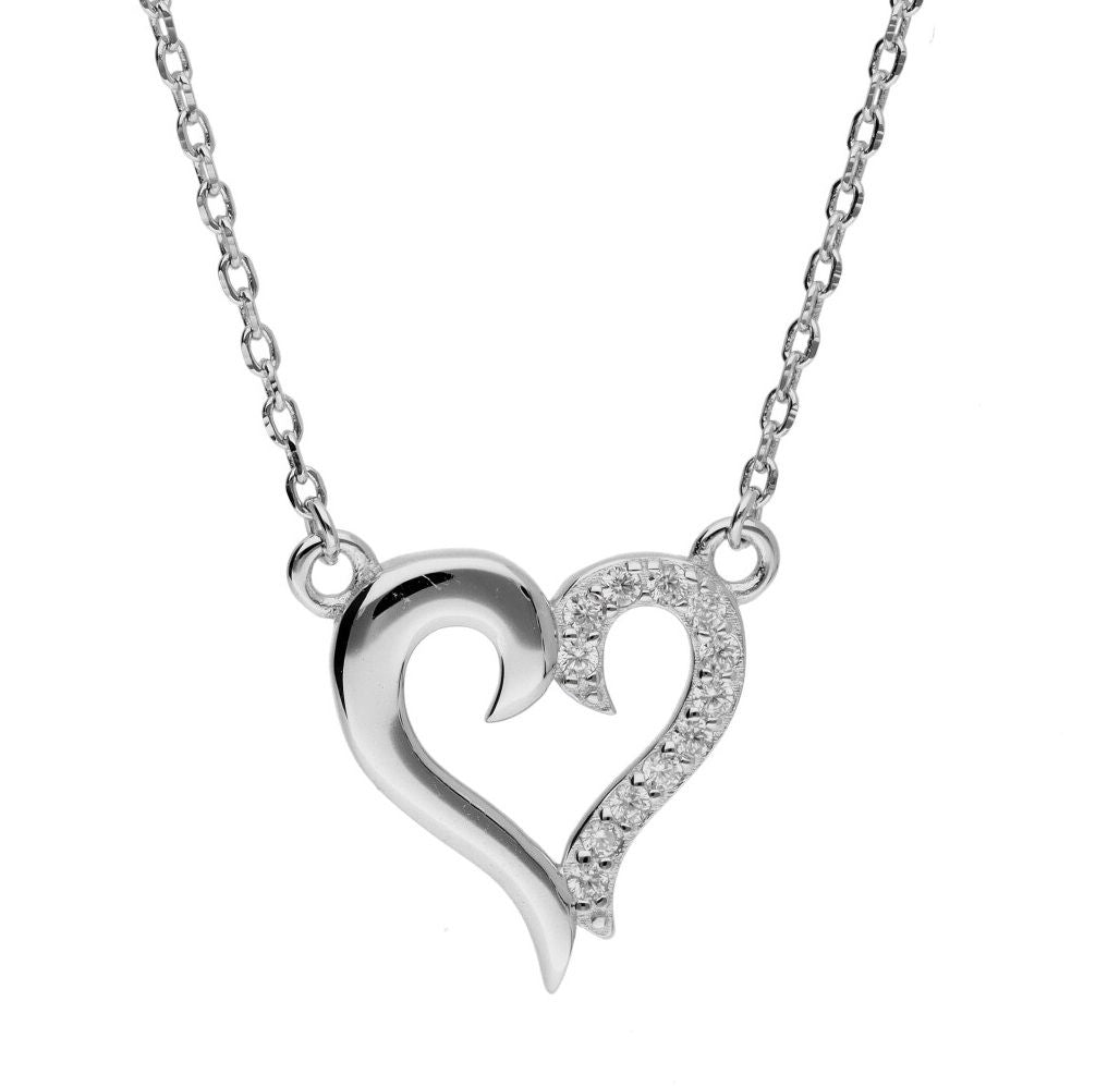 Silver Necklace Heart Lqp6198-N