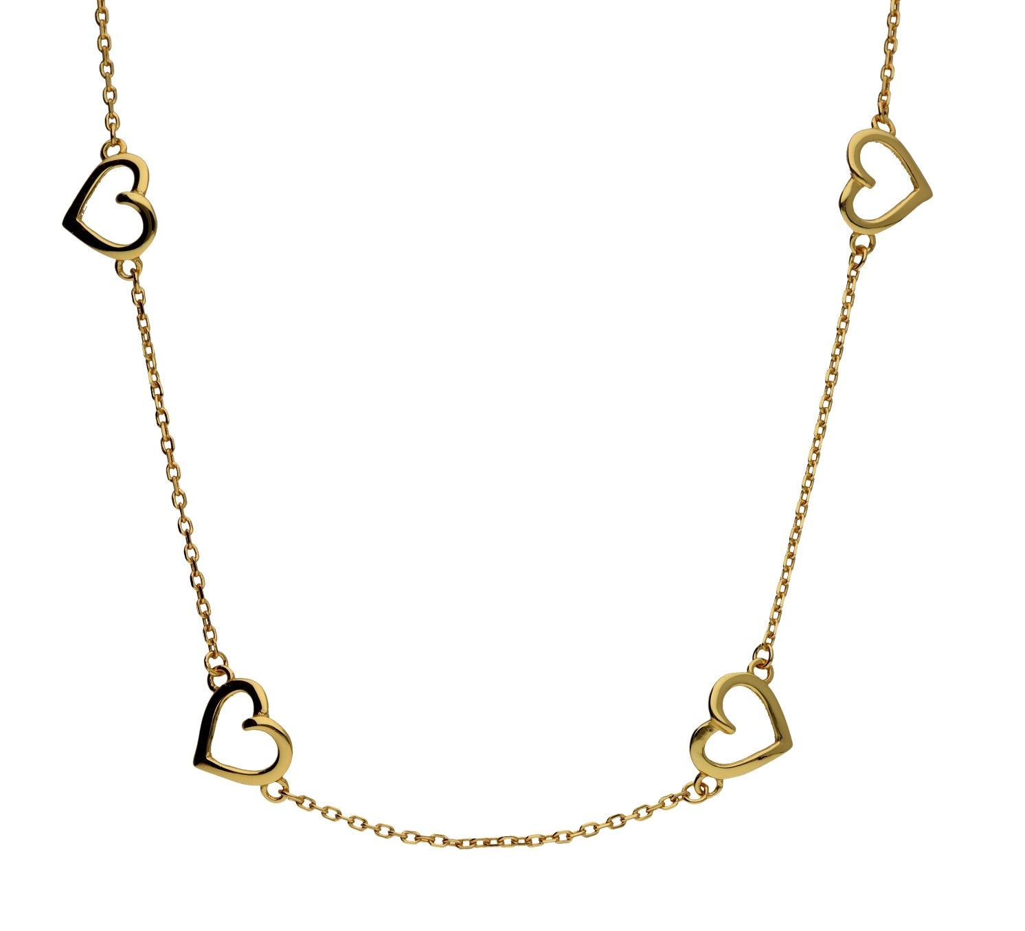 Silver Necklace Gold Plated Heart