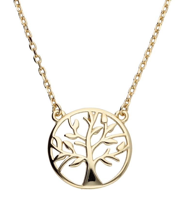 Silver Necklace Gold Plated Tree