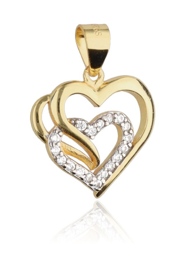 Silver Pendant Gold&Rhodium Big Heart