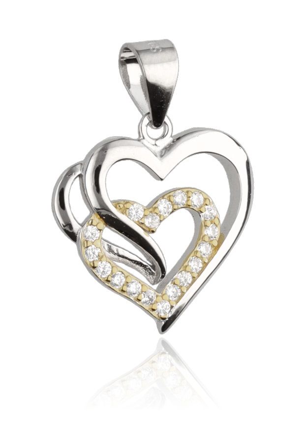 Silver Pendant Gold Small Heart