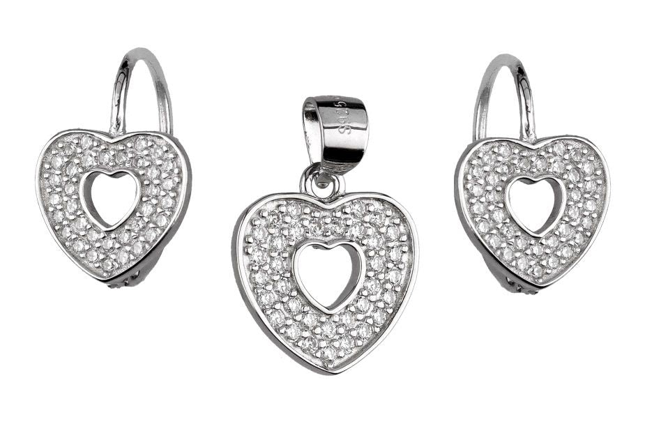 Silver Jewelry Set Heart