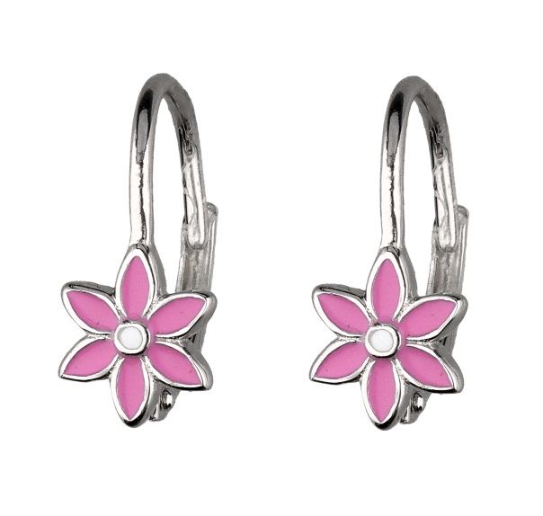 Silver Earrings He2141 Pink Flower Kids Eng.